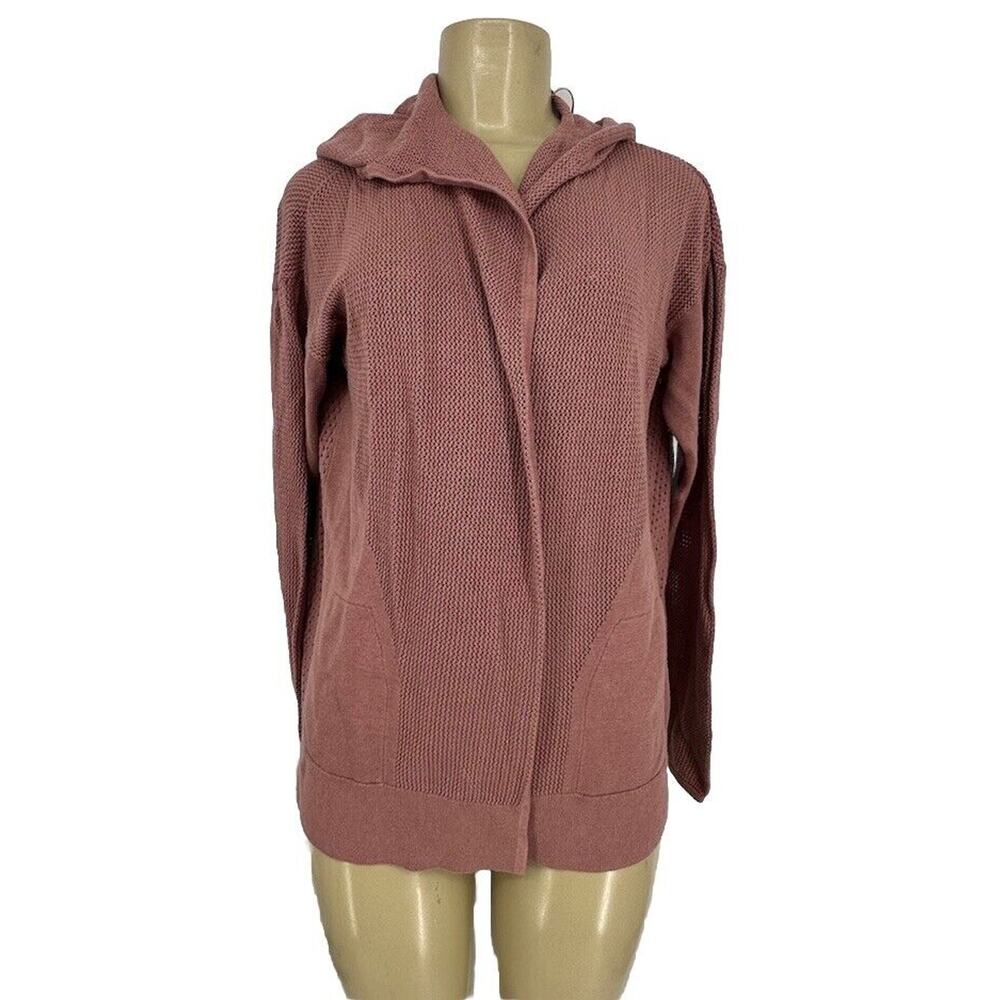 Lululemon Sweater Cardigan Small Still Movement Wrap Split Back Hooded 43-6